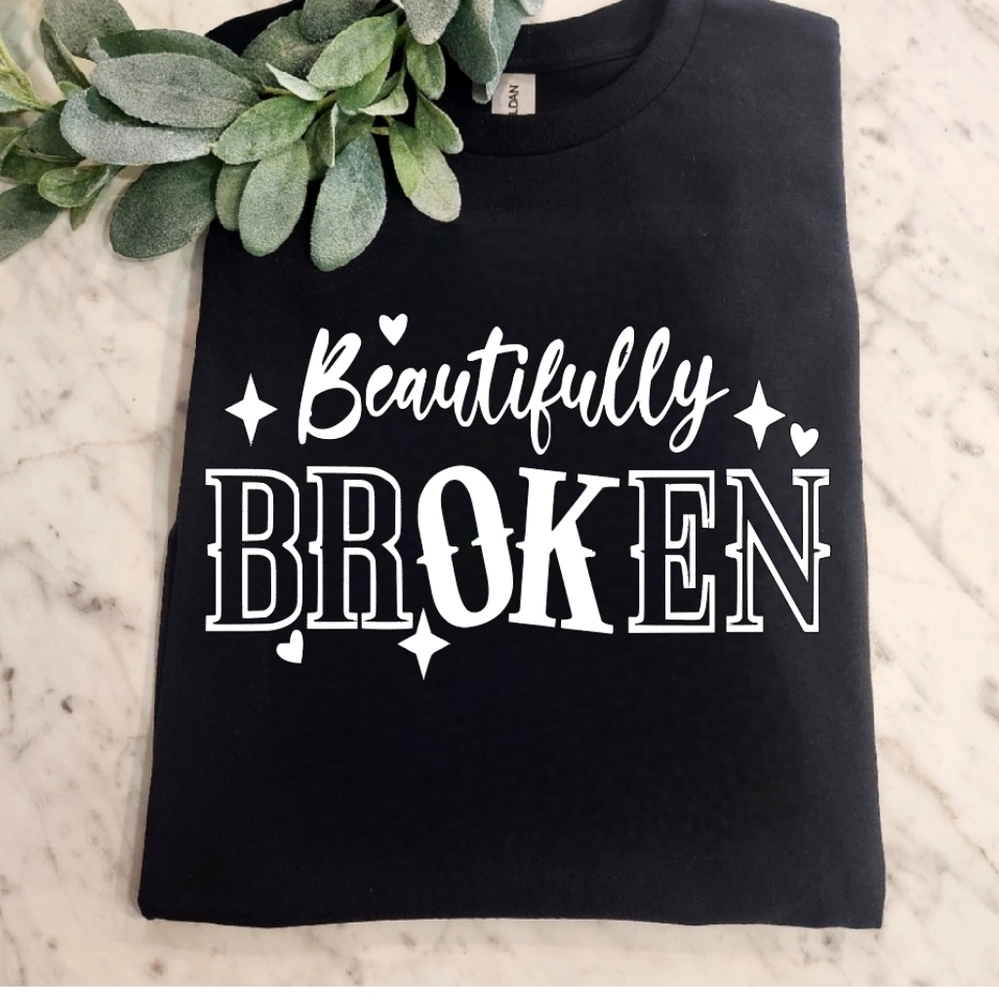 Beautifully broken shirt cute short sleeve white and black